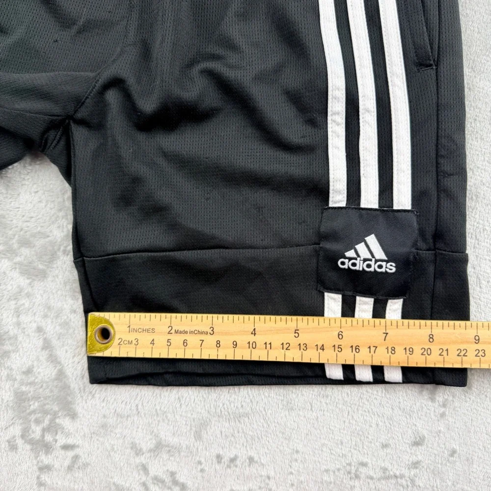 Adidas Boys Black White 3-Stripe Athletic Shorts Size 10/12 AH5503